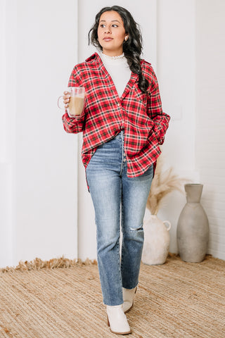 Abri Plaid Flannel Top | Red