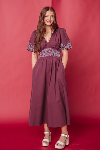 All For You Embroidered Midi Dress