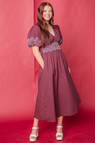 All For You Embroidered Midi Dress