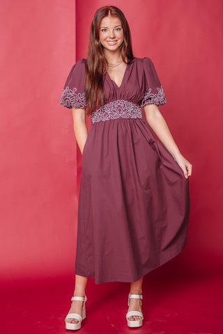 All For You Embroidered Midi Dress