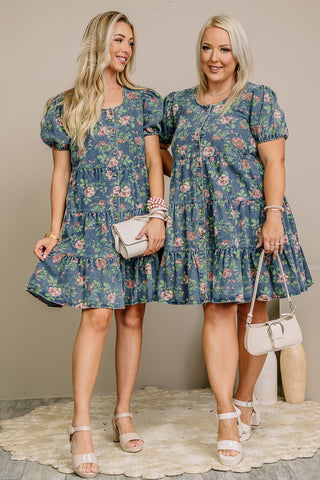 An Old Soul Floral Denim Dress