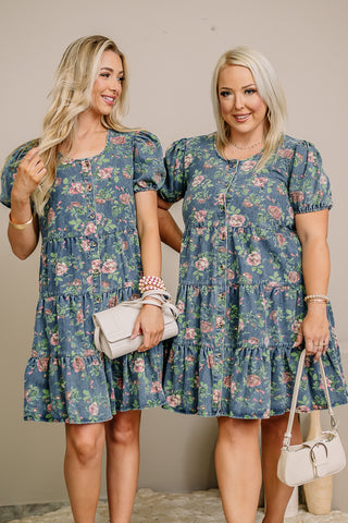 An Old Soul Floral Denim Dress