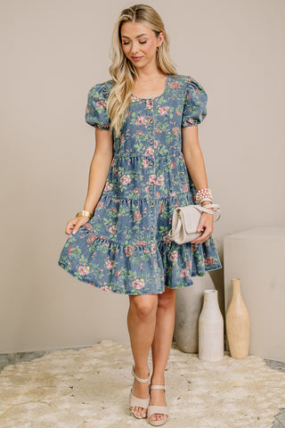 An Old Soul Floral Denim Dress