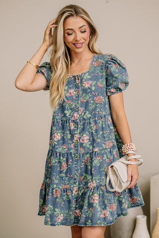 An Old Soul Floral Denim Dress