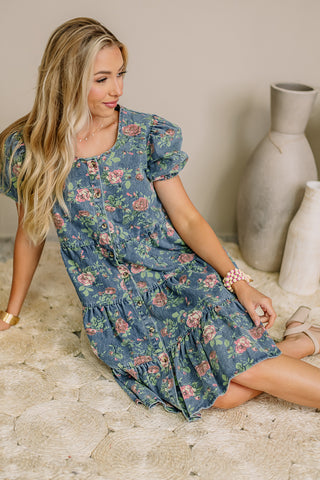 An Old Soul Floral Denim Dress