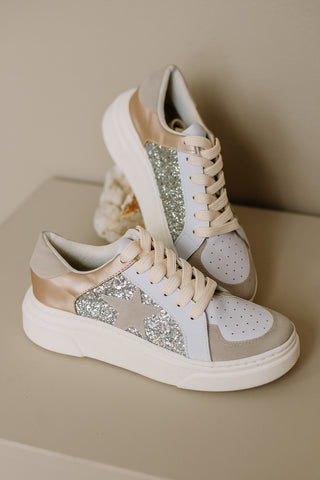 Aria Star Sneakers | Nude/Silver
