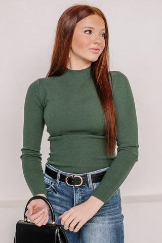 As It Seems Mock Neck Top | Green