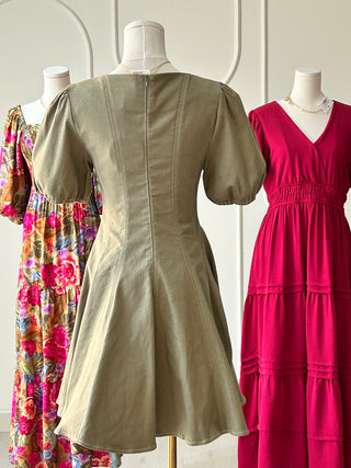 Branching Out Twill Mini Dress {Olive}