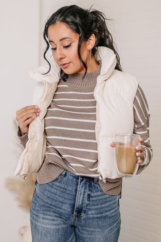 Back In Cropped Puff Vest | Cream