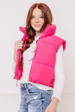 Back In Cropped Puff Vest | Pink