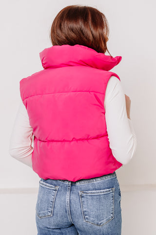 Back In Cropped Puff Vest | Pink