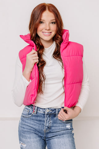 Back In Cropped Puff Vest | Pink