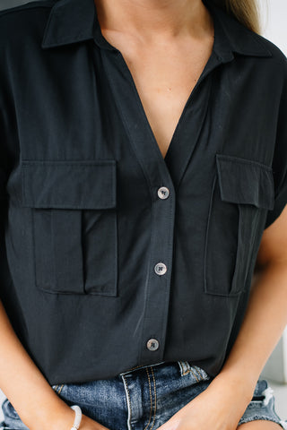 Been In Bali Button Down Top | Black