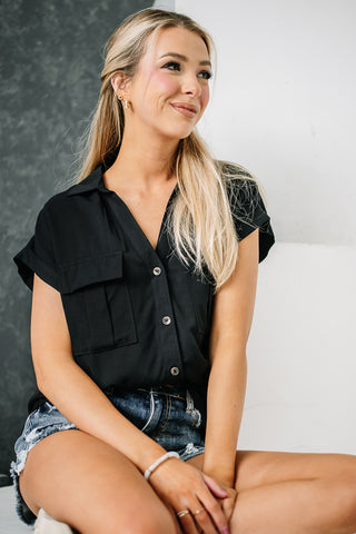 Been In Bali Button Down Top | Black