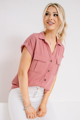 Been In Bali Button Down Top | Marsala