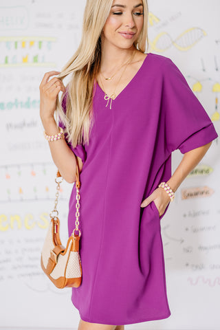 Breaking Hearts Simple Dress | Magenta