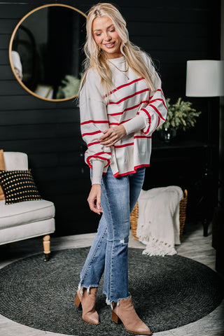 Candy Cane Lane Striped Sweater Top