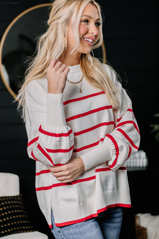 Candy Cane Lane Striped Sweater Top