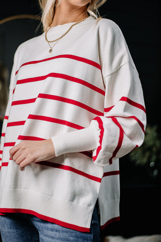 Candy Cane Lane Striped Sweater Top