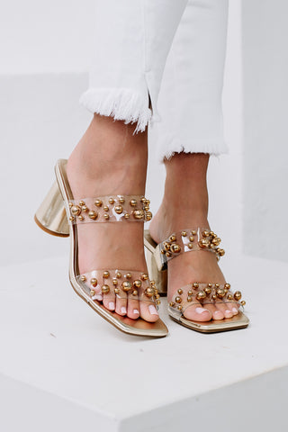 Capri Embellished Heels | Gold