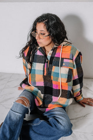 Checks The Box Brushed Checker Hoodie