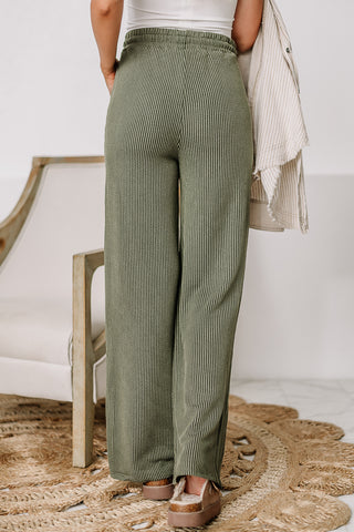 Choosing Sides Ribbed Drawstring Pants | Olive