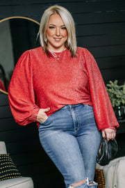 Christmas Crush Glitter Balloon Sleeve Top