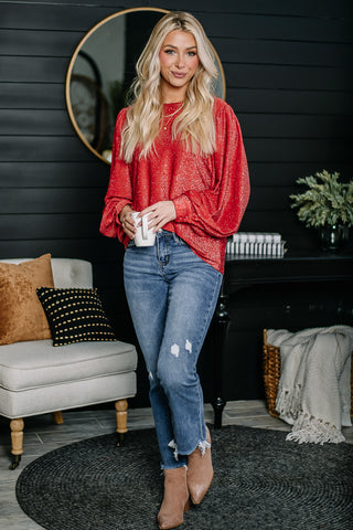 Christmas Crush Glitter Balloon Sleeve Top
