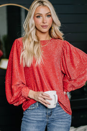 Christmas Crush Glitter Balloon Sleeve Top