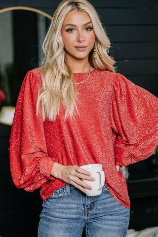 Christmas Crush Glitter Balloon Sleeve Top