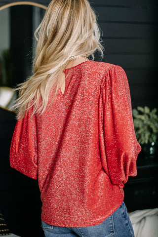 Christmas Crush Glitter Balloon Sleeve Top