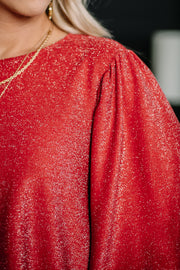 Christmas Crush Glitter Balloon Sleeve Top