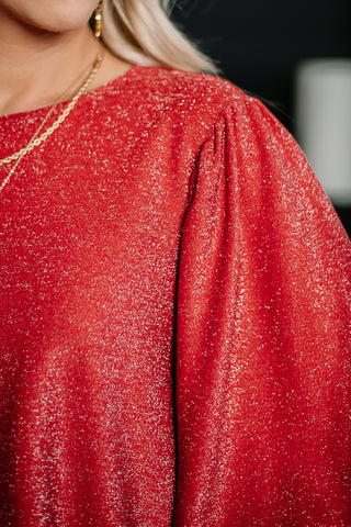 Christmas Crush Glitter Balloon Sleeve Top