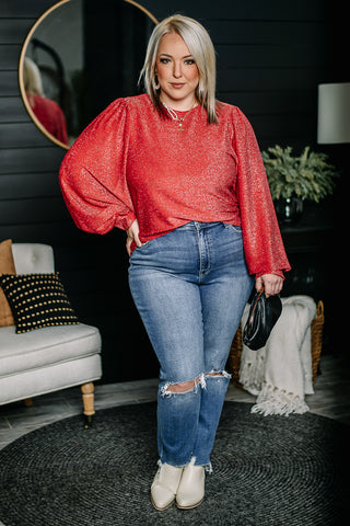 Christmas Crush Glitter Balloon Sleeve Top