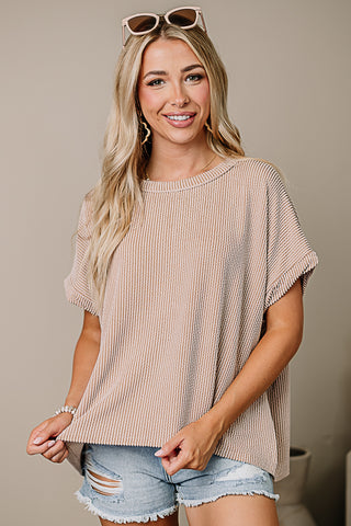 Coming Home Ribbed Top | Taupe