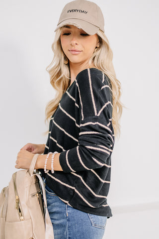 Consider Me Striped Knit Top | Black