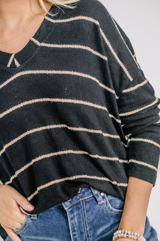 Consider Me Striped Knit Top | Black