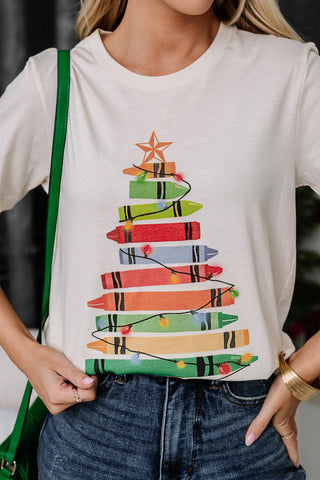 Crayon Christmas Tree Graphic Tee