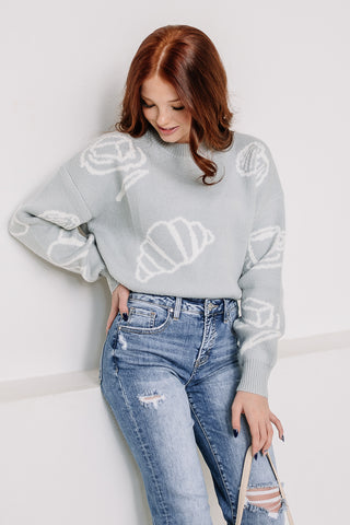 Croissant Pattern Knit Sweater