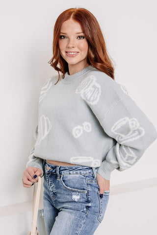 Croissant Pattern Knit Sweater