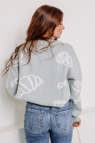 Croissant Pattern Knit Sweater