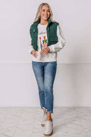 Cropped Cargo Puffer Vest | Hunter Green