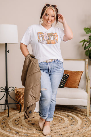 Fall Mama V Neck Graphic Tee