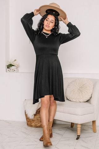 Little Black Dress Mock Neck Mini Dress