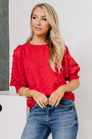 Set In Stone Swiss Dot Top | Red