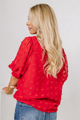 Set In Stone Swiss Dot Top | Red