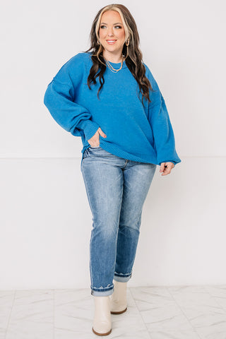 Drawn In Basic Solid Sweater | Blue