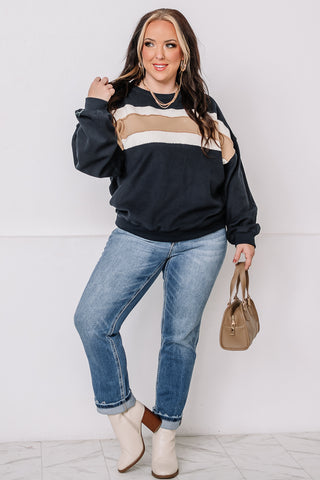 Winnie Striped Sweatshirt | Navy/Tan