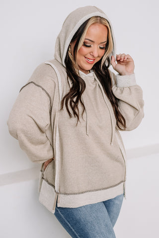 French Terry Open Seam Hoodie | Taupe