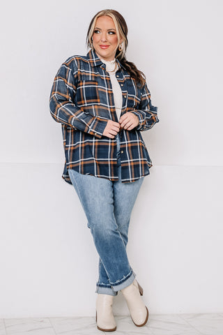 Checking In Button Up Plaid Top | Blue